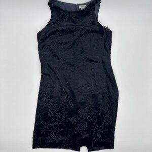 Vitnage Ann Taylor Black Velvet Sleeveless Dress With Applique Size 14